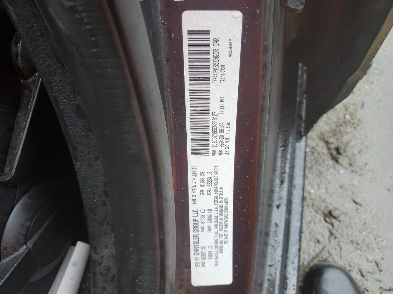 2012 Dodge Avenger Se VIN: 1C3CDZAB5CN328127 Lot: 87071604