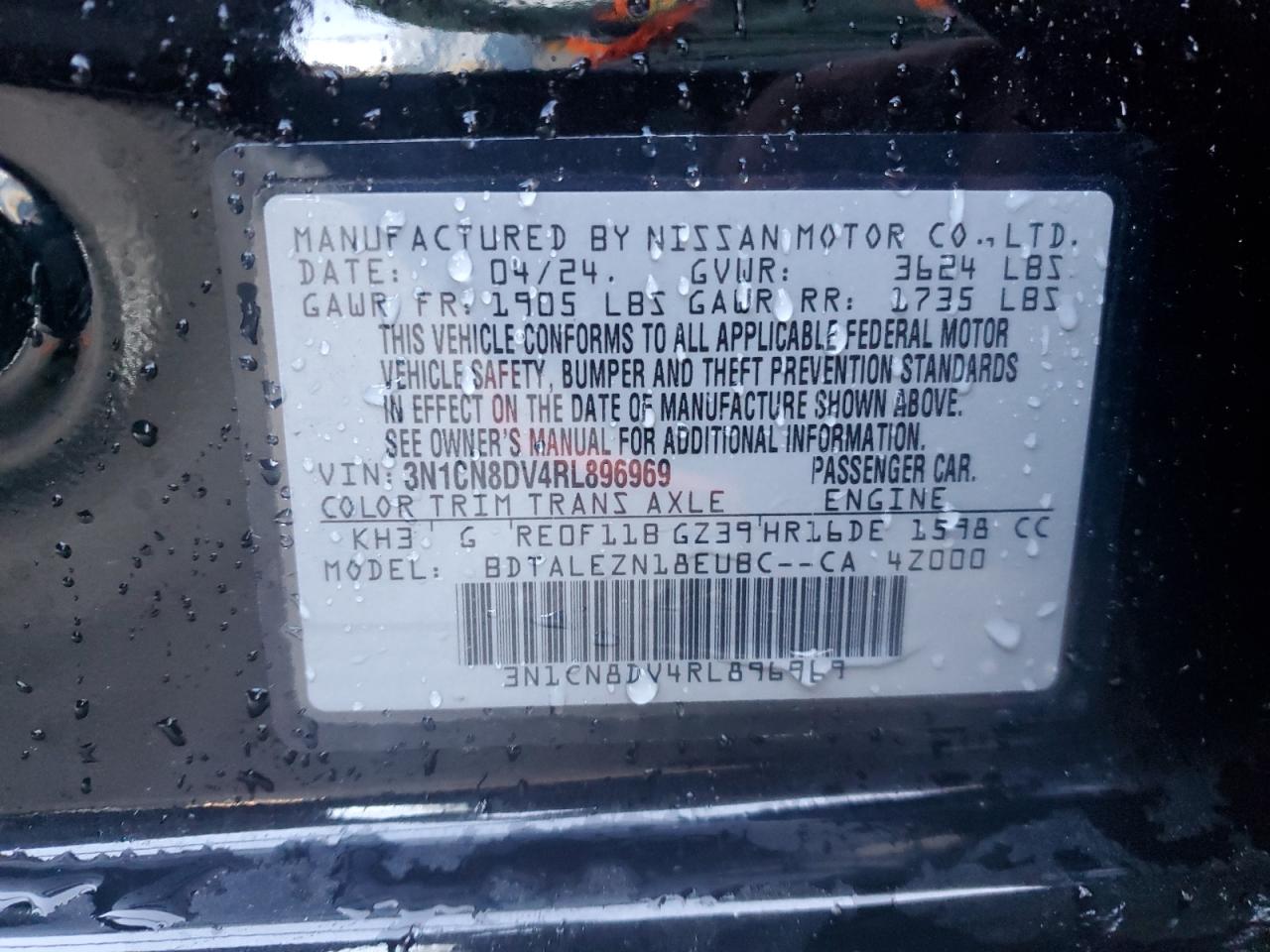 3N1CN8DV4RL896969 NISSAN VERSA 2024