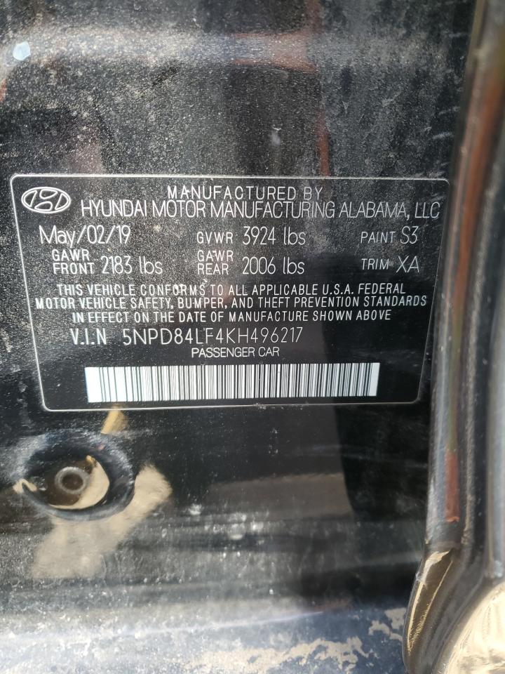 2019 Hyundai Elantra Sel VIN: 5NPD84LF4KH496217 Lot: 41365875