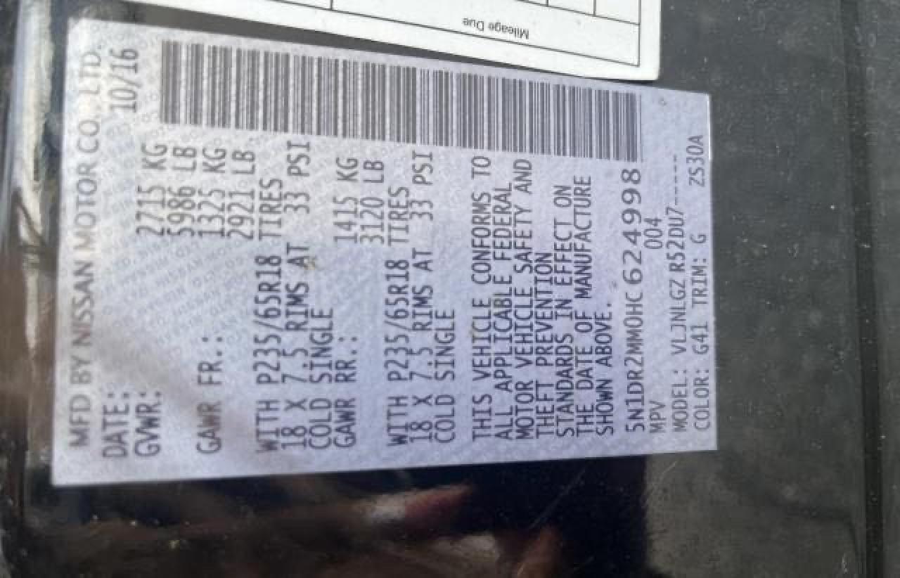 2017 Nissan Pathfinder S VIN: 5N1DR2MM0HC624998 Lot: 88174605