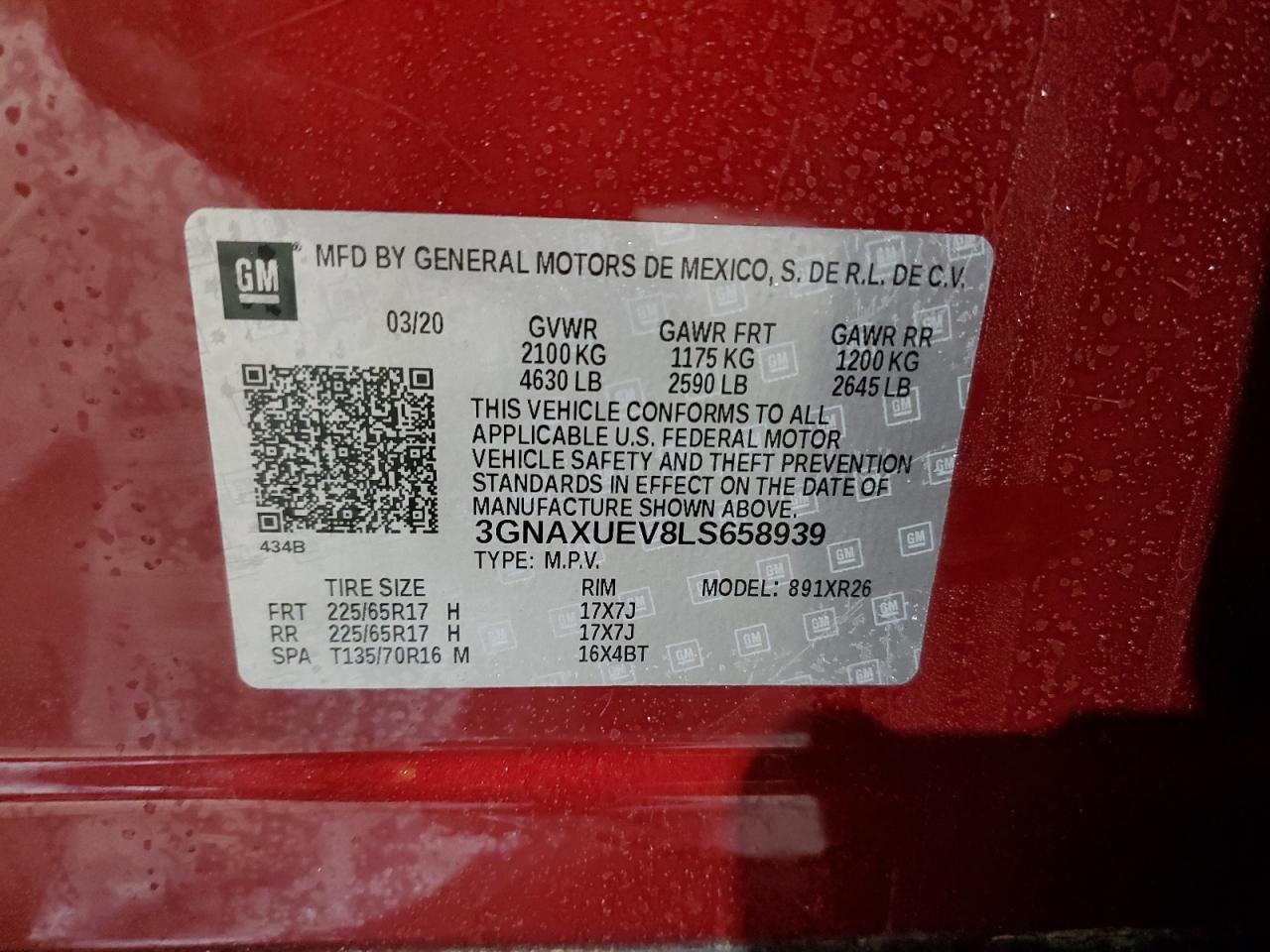 3GNAXUEV8LS658939 CHEVROLET EQUINOX 2020