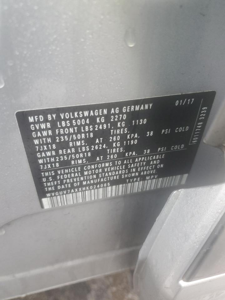 WVGUV7AXXHK024065 VOLKSWAGEN TIGUAN 2017