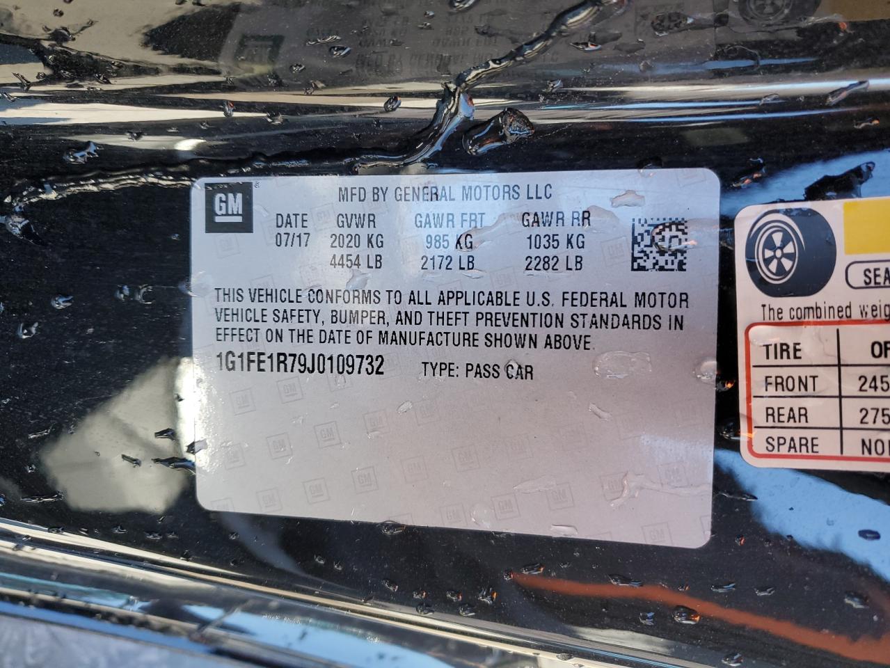 1G1FE1R79J0109732 CHEVROLET CAMARO 2018