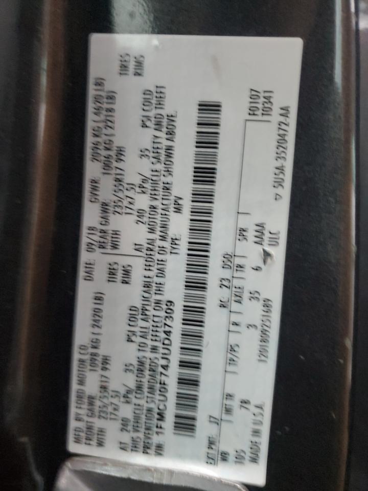1FMCU0F74JUD47309 FORD ESCAPE 2018