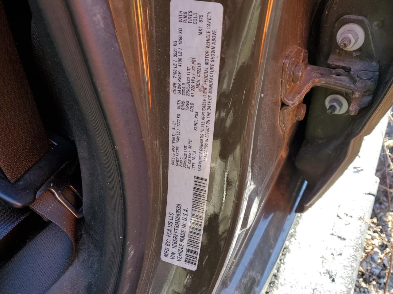 1C6SRFFT8MN669538 RAM 1500 2021