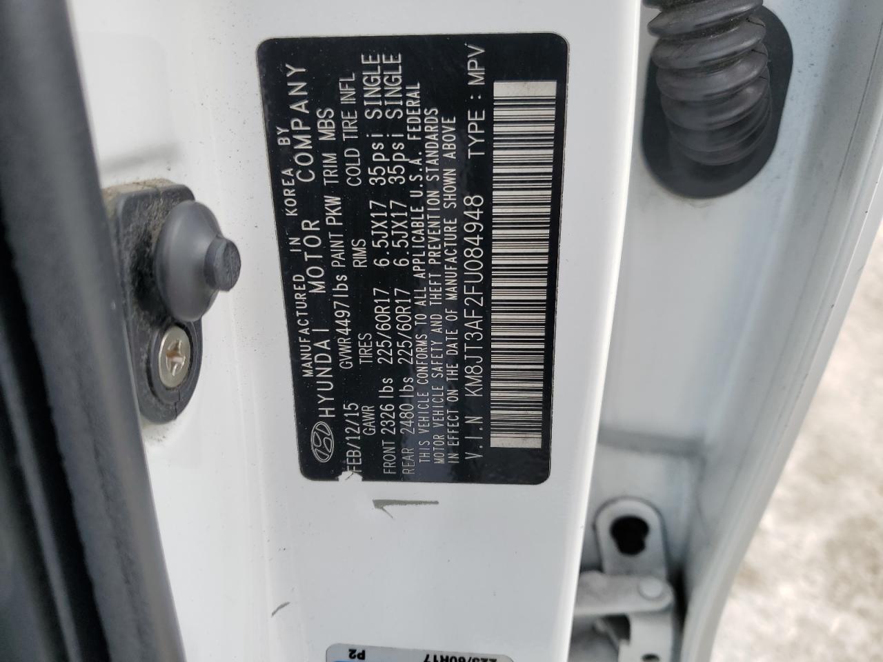 2015 Hyundai Tucson Gls VIN: KMFU084948 Lot: 88974765