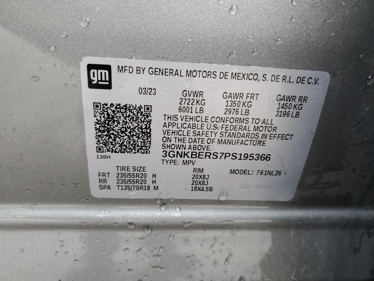 3GNKBERS7PS195366 CHEVROLET BLAZER 2023