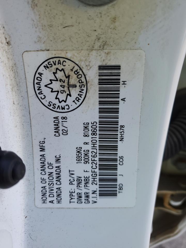 2HGFC2F62JH018605 HONDA CIVIC 2018