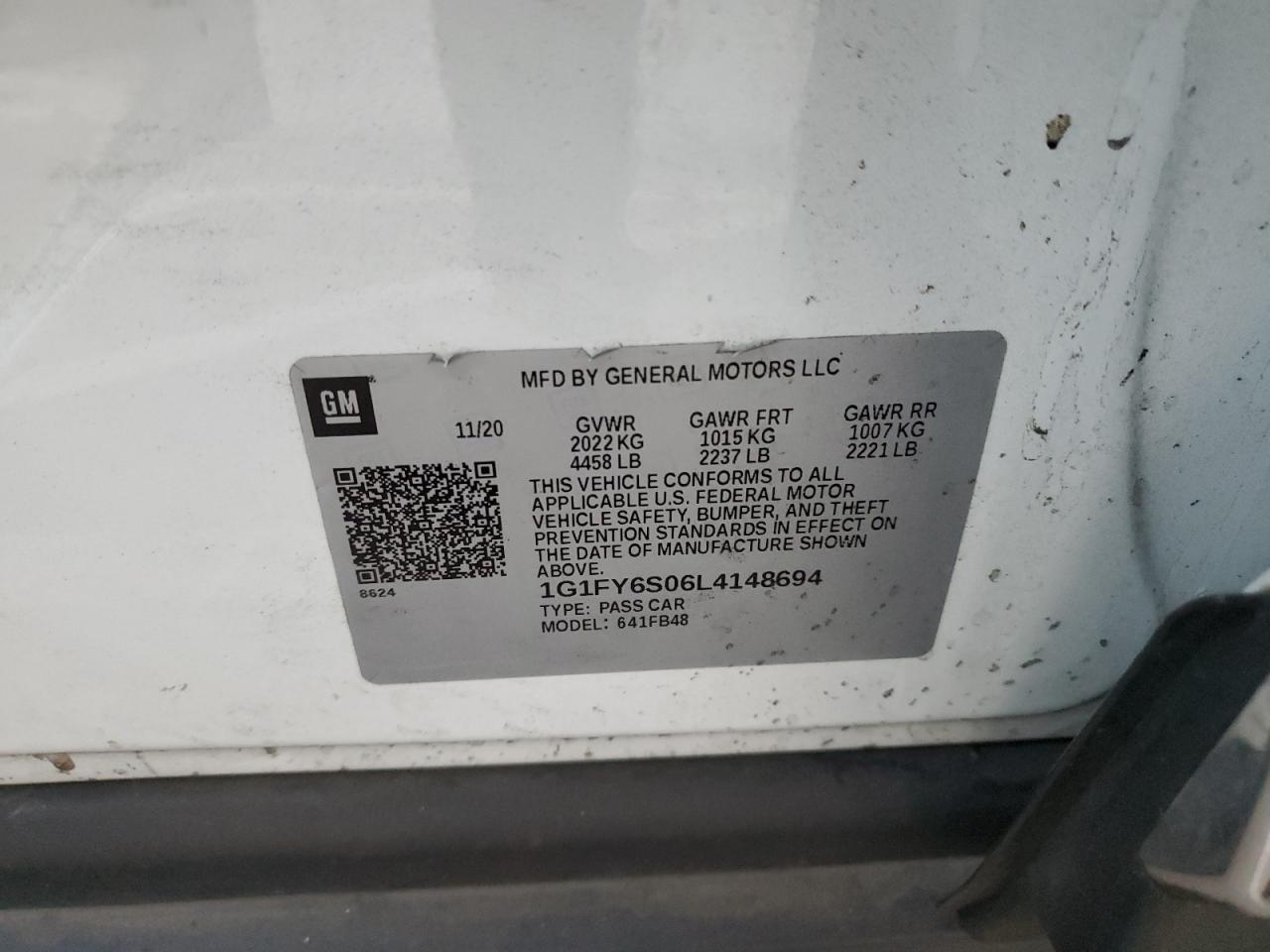 1G1FY6S06L4148694 CHEVROLET BOLT 2020