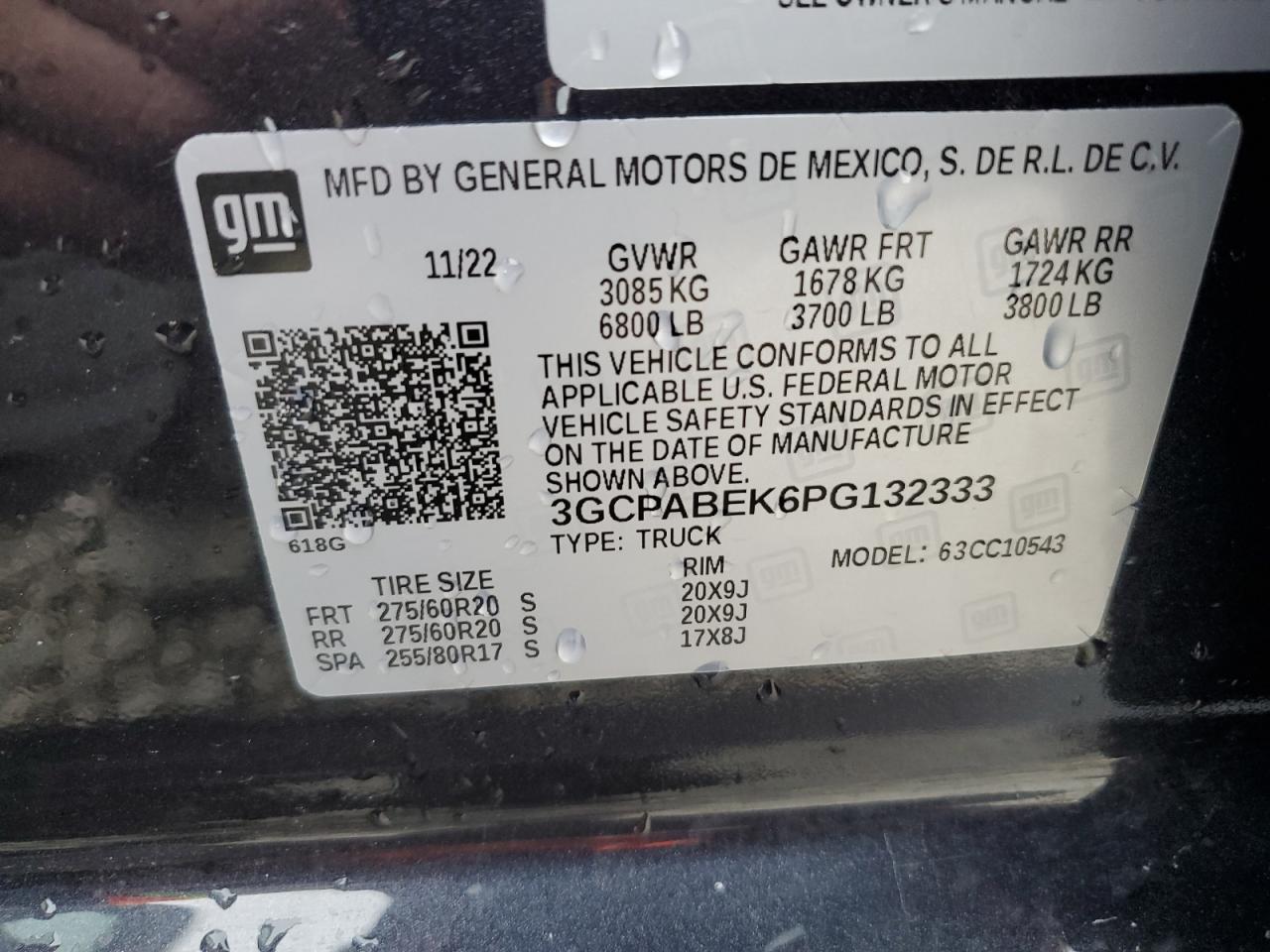 3GCPABEK6PG132333 CHEVROLET ALL Models 2023