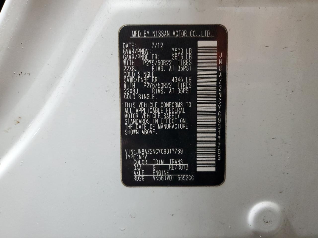 2012 Infiniti QX56 - Image 13