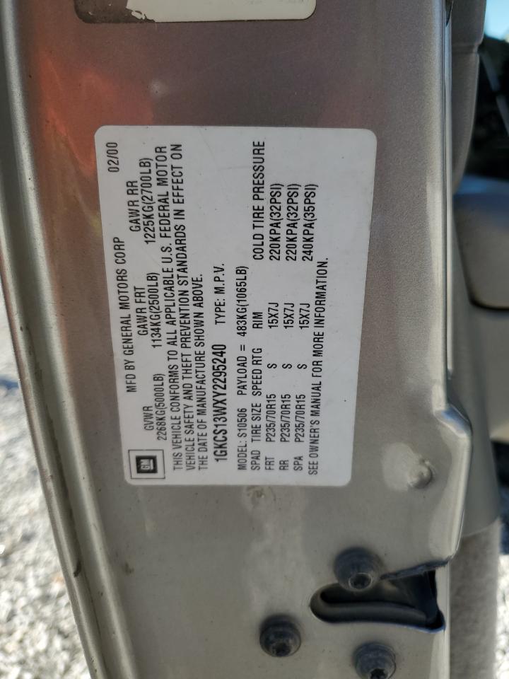2000 GMC Jimmy VIN: 1GKCS13WXY2295240 Lot: 88526175