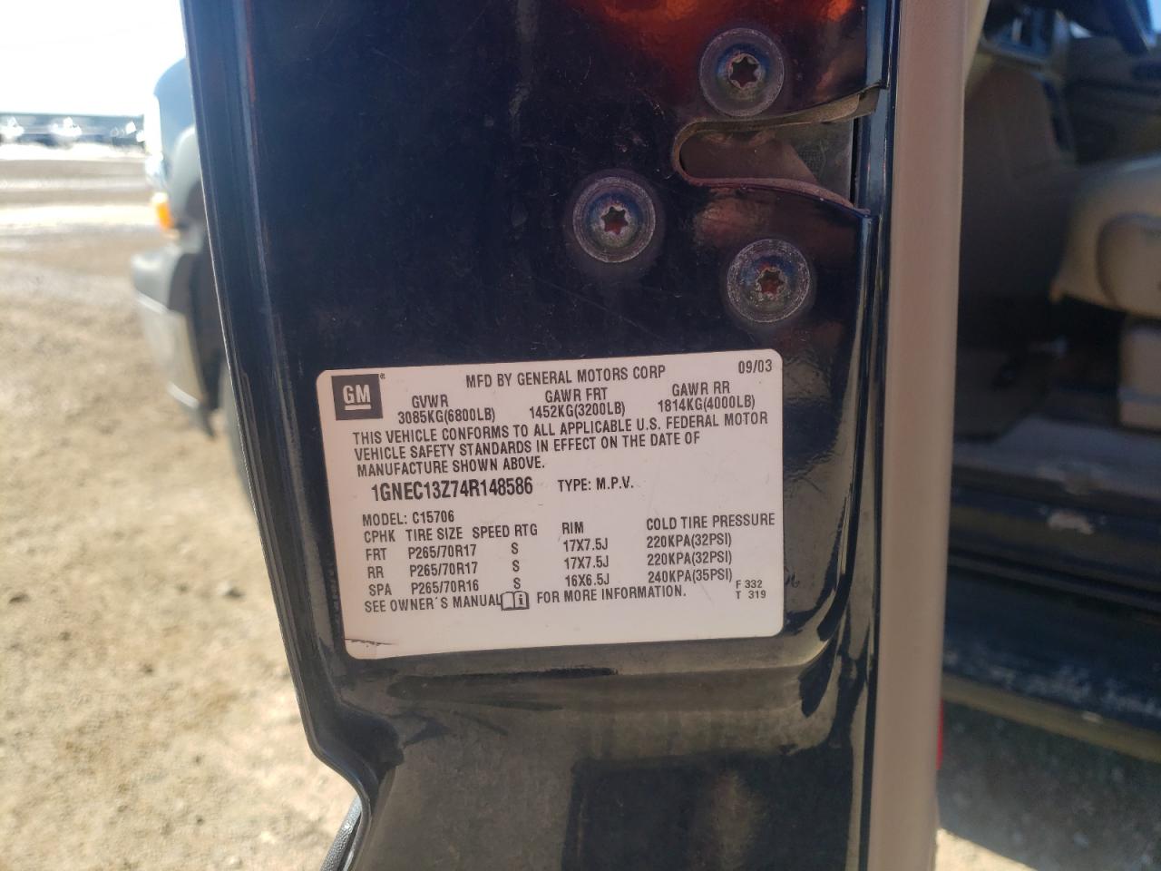 2004 Chevrolet Tahoe C1500 VIN: 1GNEC13Z74R148586 Lot: 87933485