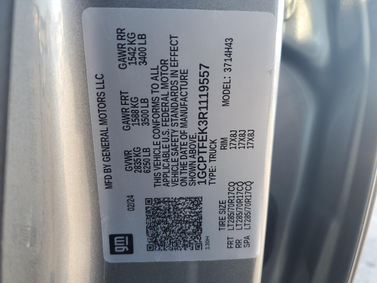 1GCPTFEK3R1119557 CHEVROLET COLORADO 2024