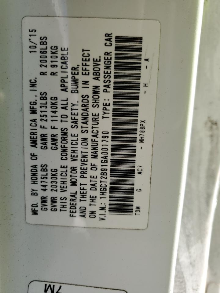 1HGCT2B91GA001790 HONDA ACCORD 2016