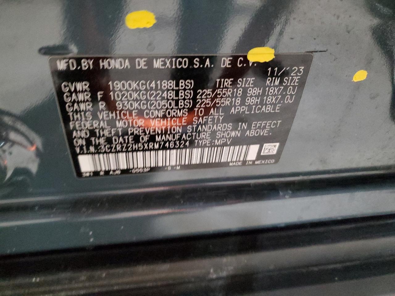 3CZRZ2H5XRM746324 HONDA HR-V 2024