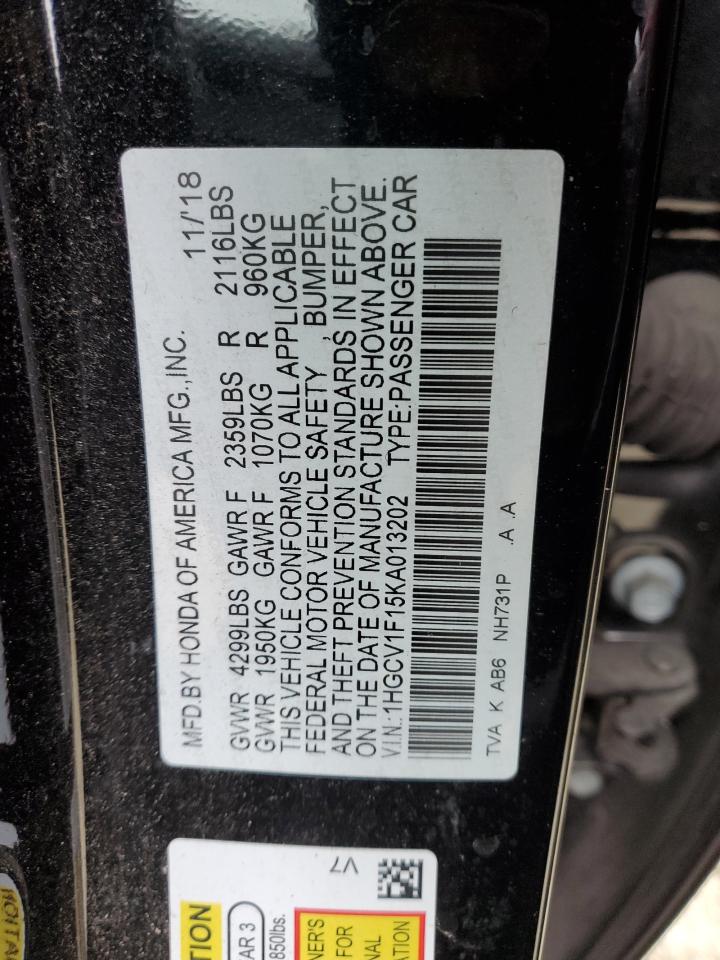1HGCV1F15KA013202 HONDA ACCORD 2019