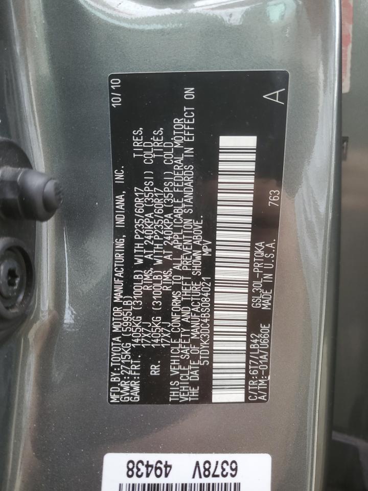 2011 Toyota Sienna Xle VIN: 5TDYK3DC4BS084021 Lot: 86620494