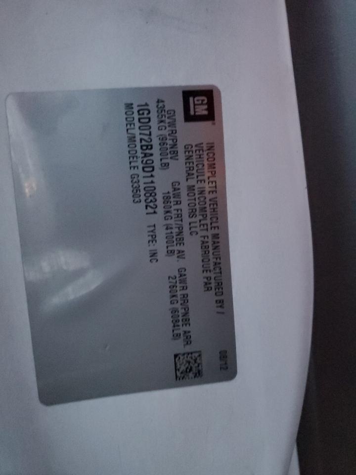 2013 GMC Savana VIN: 1GD072DA9D1108321 Lot: 84810024