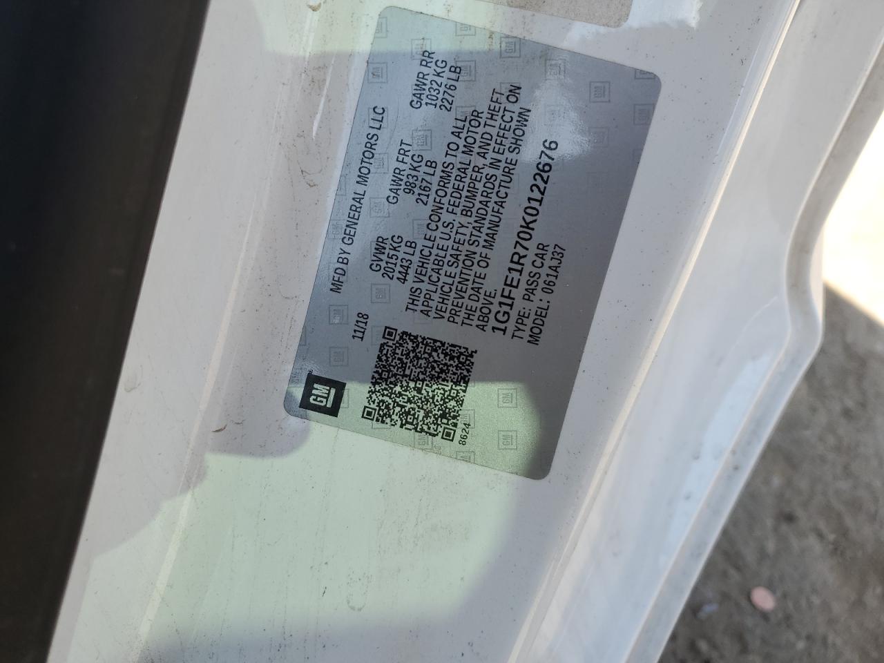 1G1FE1R70K0122676 CHEVROLET CAMARO 2019