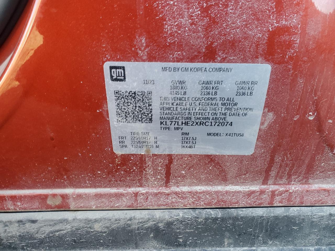 KL77LHE2XRC172074 CHEVROLET TRAX 2024