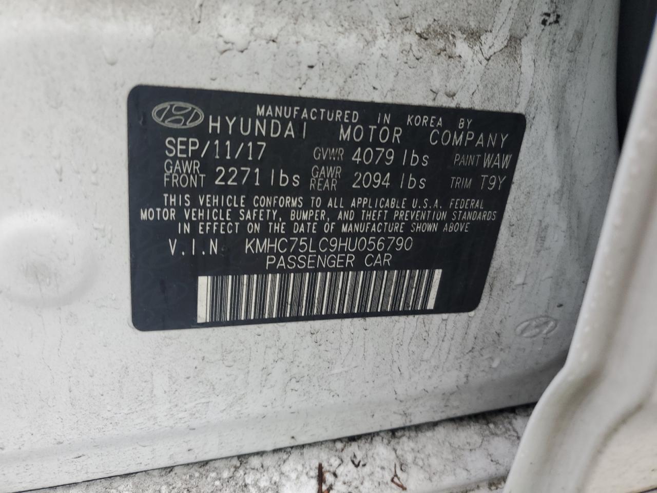 VIN KMHC75LC9HU056790 2017 HYUNDAI IONIQ no.12