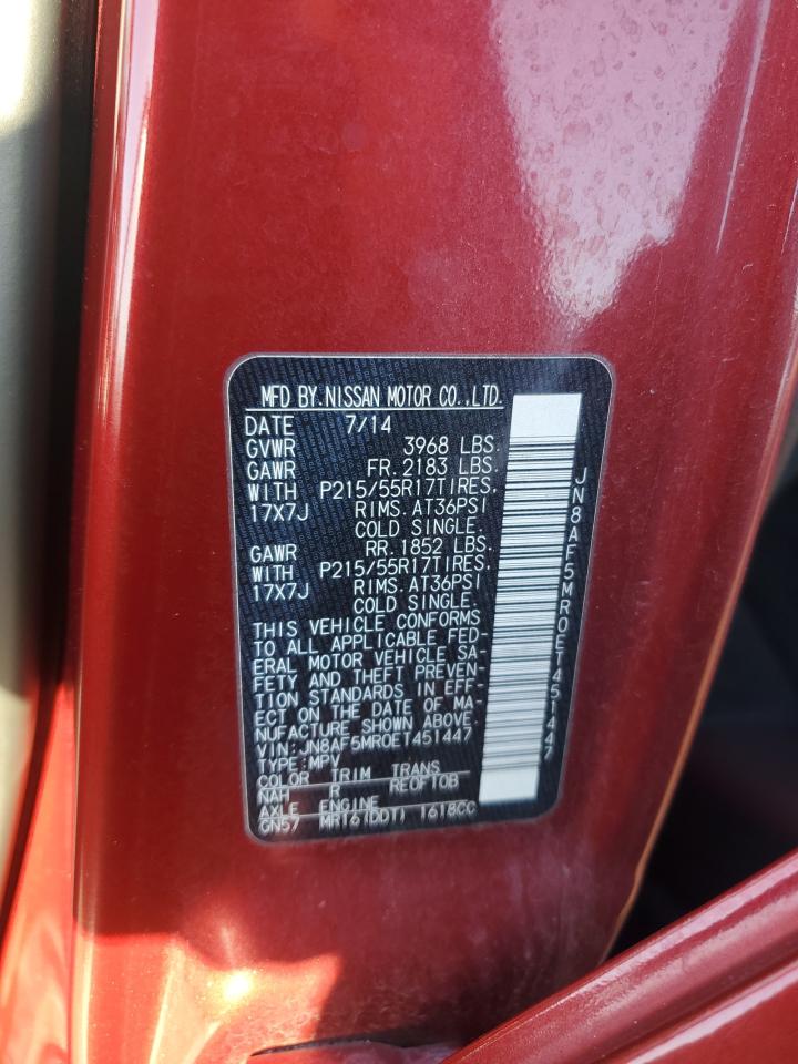 2014 Nissan Juke S VIN: JN8AF5MR0ET451447 Lot: 42381805