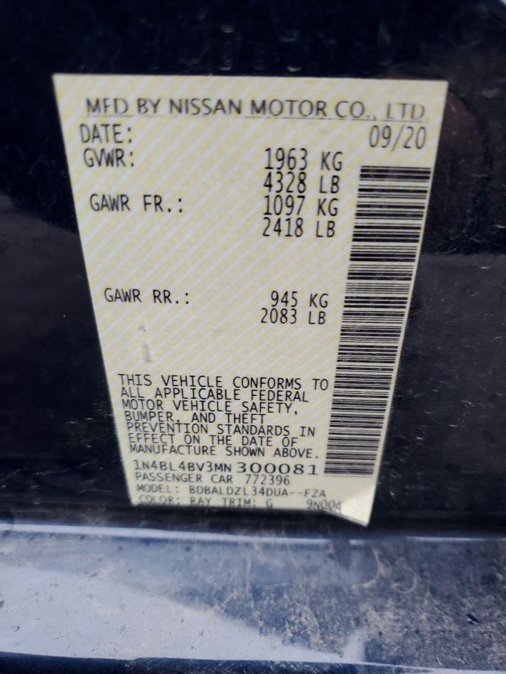 1N4BL4BV3MN300081 NISSAN ALTIMA 2021