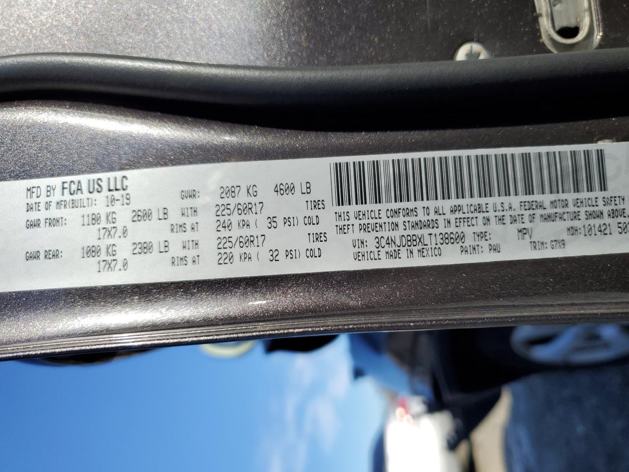 2020 Jeep Compass Latitude VIN: 3C4NJDBBXLT138600 Lot: 41335715