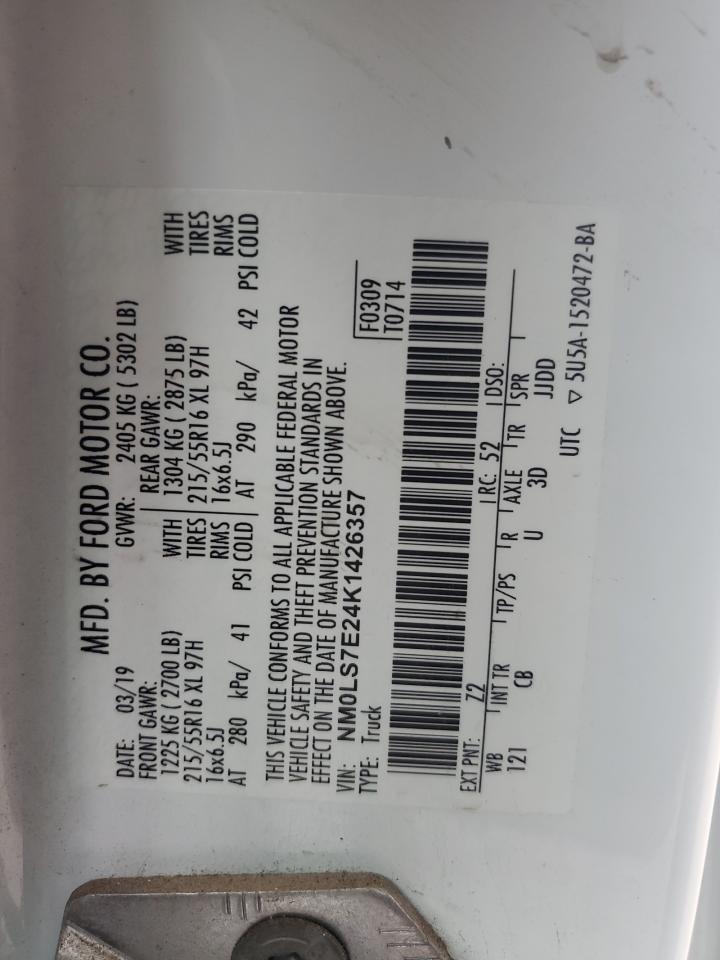 NM0LS7E24K1426357 FORD TRANSIT 2019