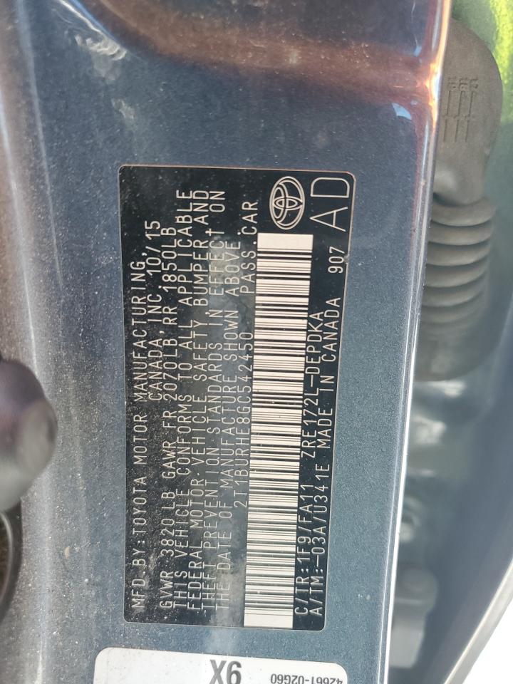 2T1BURHE8GC542450 TOYOTA COROLLA 2016