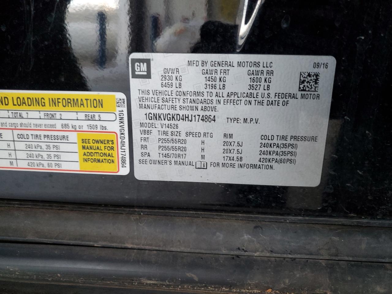 1GNKVGKD4HJ174864 CHEVROLET TRAVERSE 2017