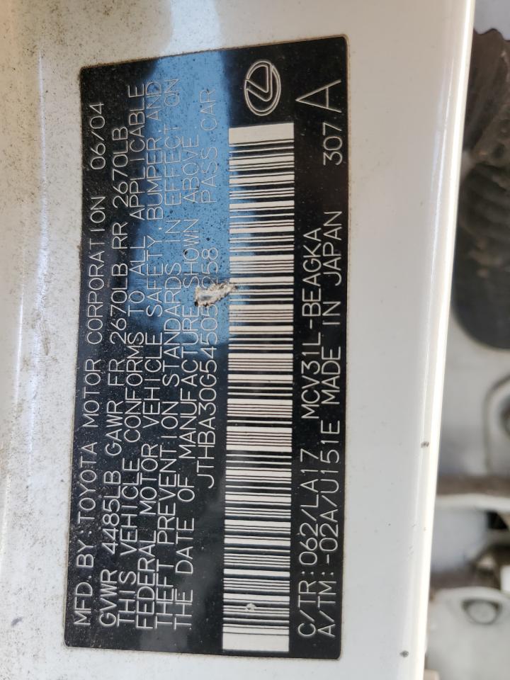 2004 Lexus Es 330 VIN: JTHBA30G545054258 Lot: 88881395