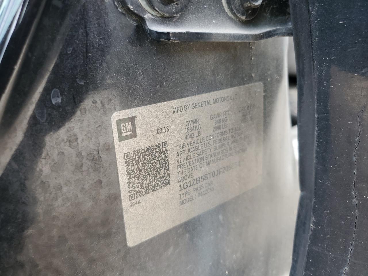 1G1ZB5ST0JF205654 CHEVROLET MALIBU 2018