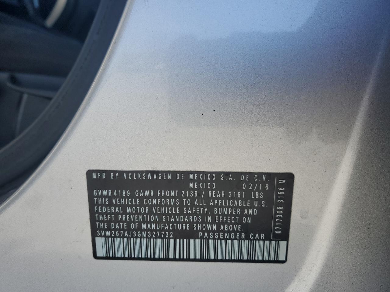 3VW267AJ3GM327732 VOLKSWAGEN JETTA 2016