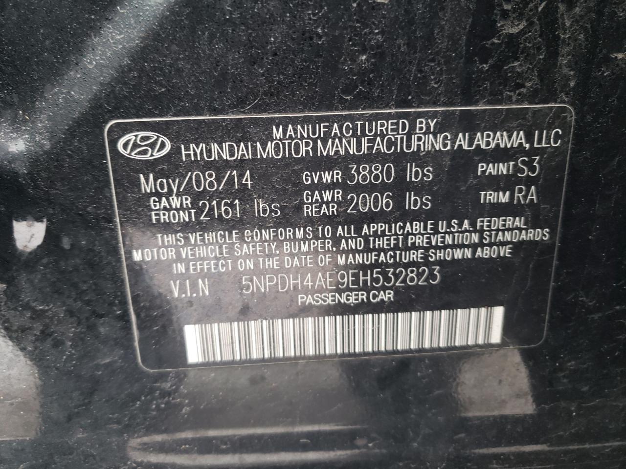 VIN 5NPDH4AE9EH532823 2014 HYUNDAI ELANTRA no.12