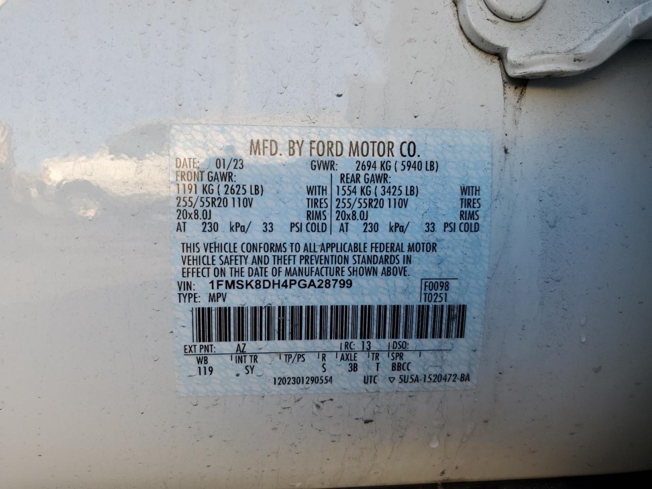 1FMSK8DH4PGA28799 FORD EXPLORER 2023