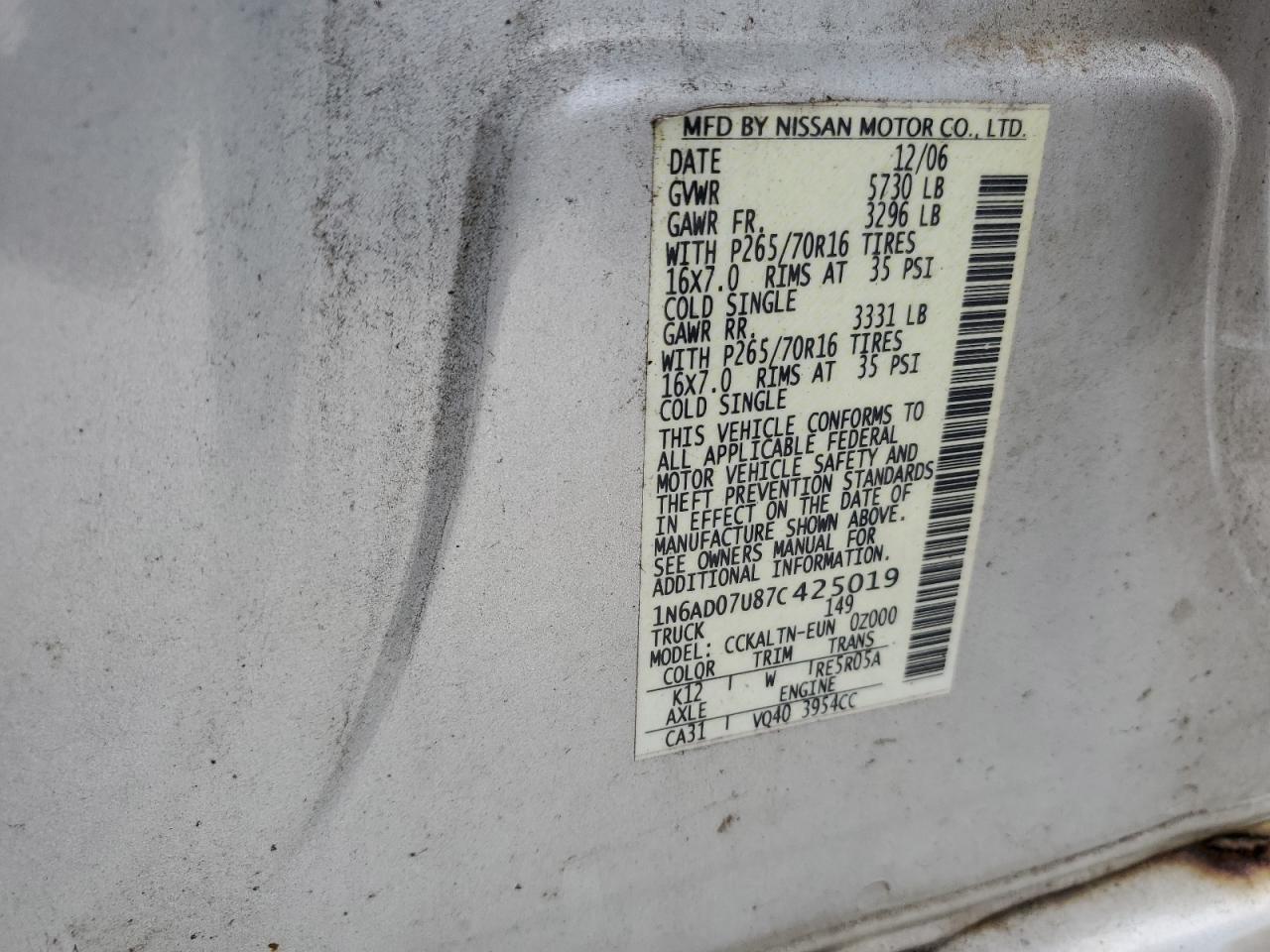 2007 Nissan Navara (Frontier) - Image 12
