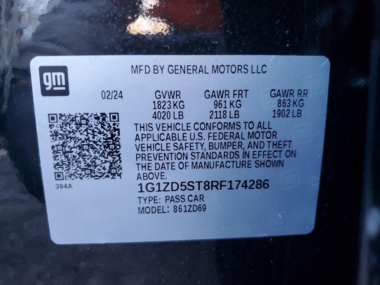 1G1ZD5ST8RF174286 CHEVROLET MALIBU 2024