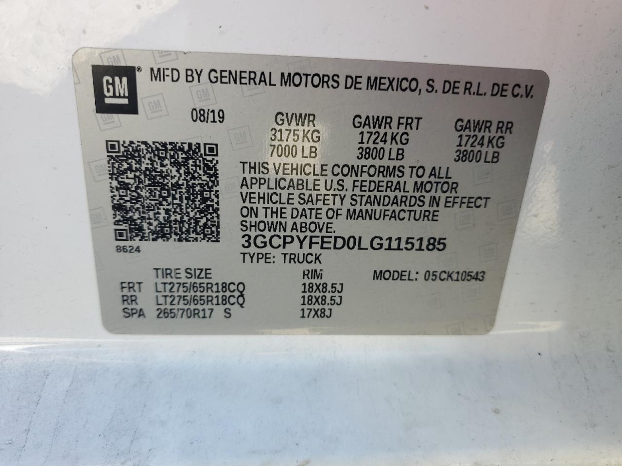 2020 Chevrolet Silverado K1500 Lt Trail Boss VIN: 3GCPYFED0LG115185 Lot: 88026945