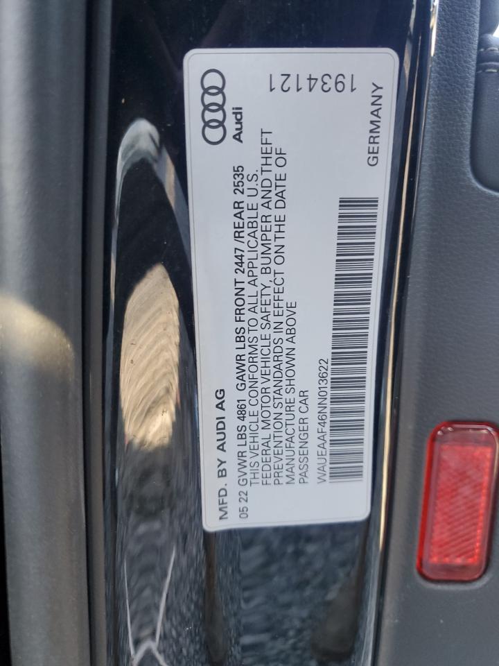 WAUEAAF46NN013622 2022 AUDI A4 - Image 12