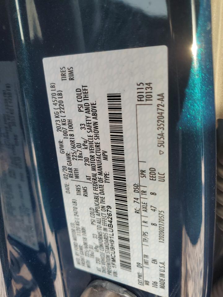 1FMCU9H91LUB42679 FORD ESCAPE 2020