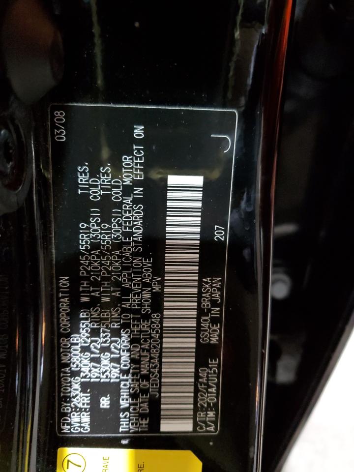 2008 Toyota Highlander Sport VIN: JTEDS43A482045848 Lot: 89158865