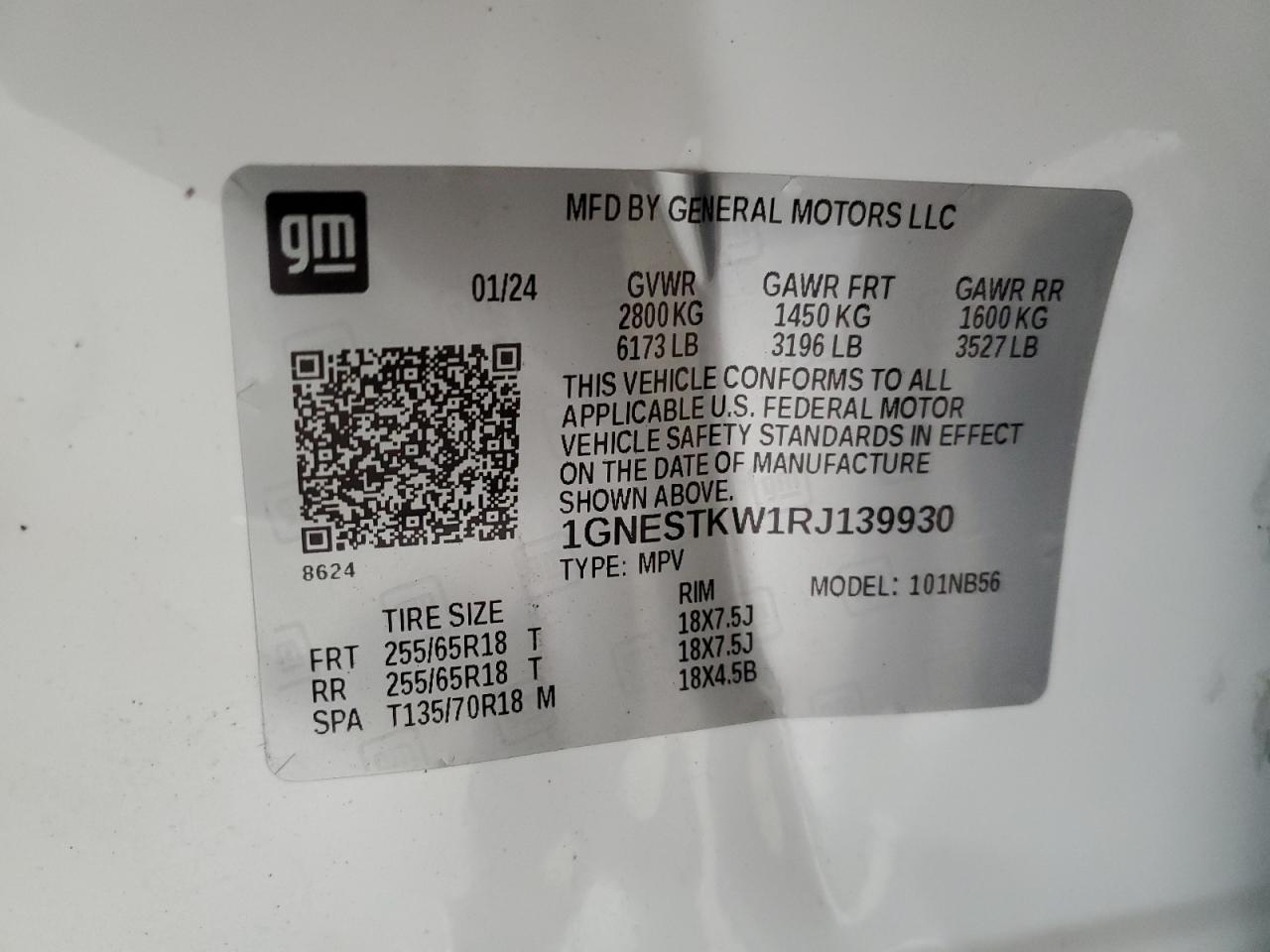 1GNESTKW1RJ139930 CHEVROLET TRAVERSE 2024