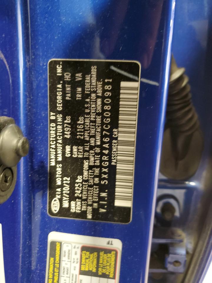 2012 Kia Optima Sx VIN: 5XXGR4A67CG080981 Lot: 87701625