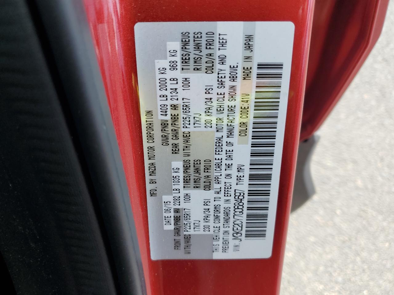 2016 Mazda Cx-5 Touring VIN: JM3KE2CY7G0684697 Lot: 88206655