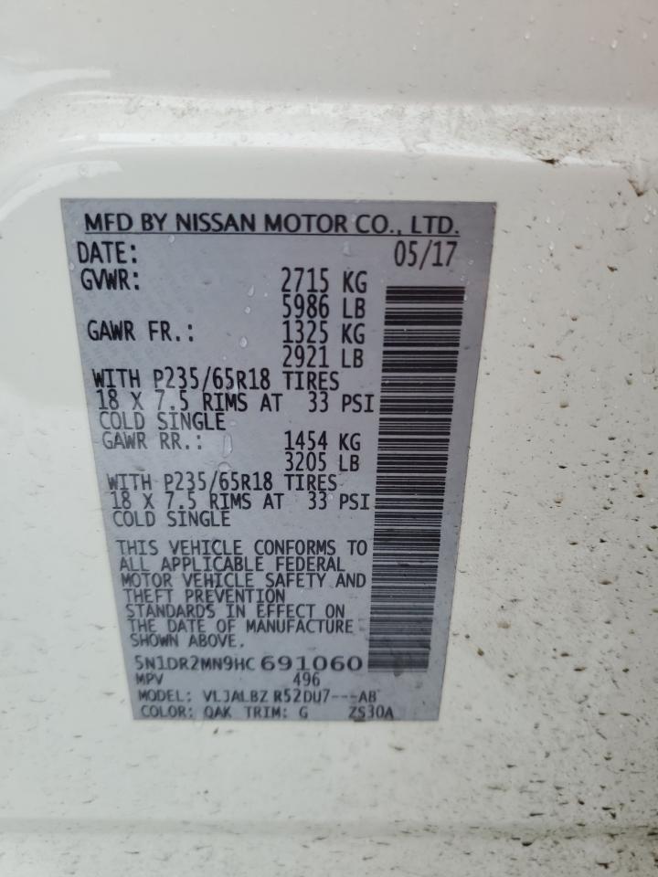 5N1DR2MN9HC691060 NISSAN PATHFINDER 2017