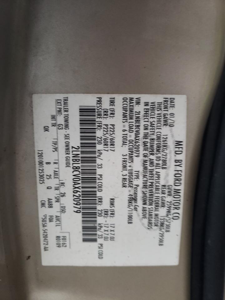 2010 Lincoln Town Car Signature Limited VIN: 2LNBL8CV0AX620979 Lot: 88498655