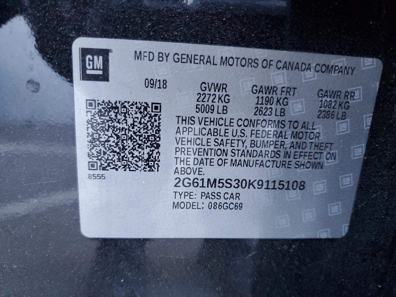 2019 Cadillac Xts Luxury VIN: 2G61M5S30K9115108 Lot: 88798985