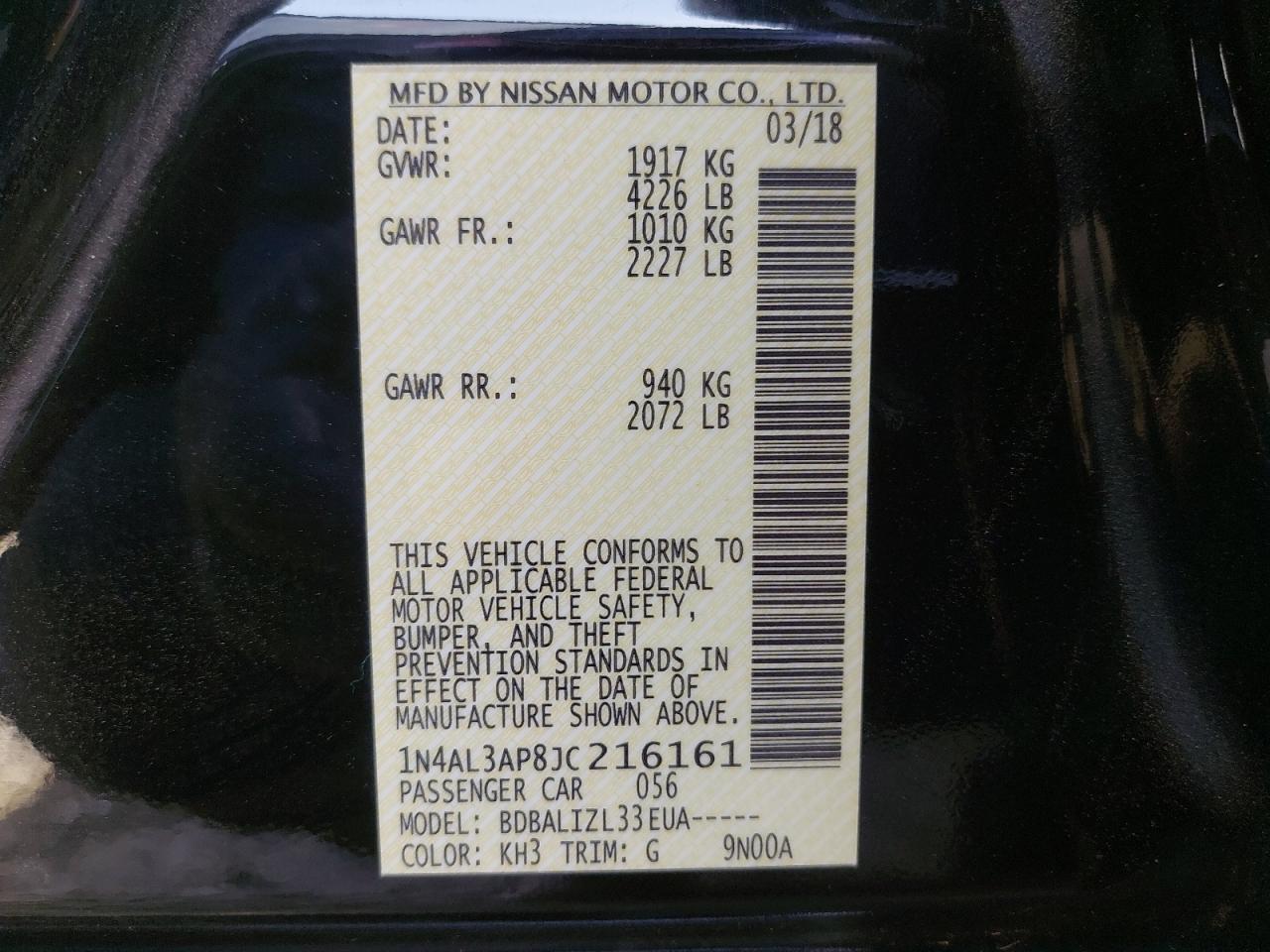 1N4AL3AP8JC216161 - 2018 Nissan Altima 2.5 - #42065975